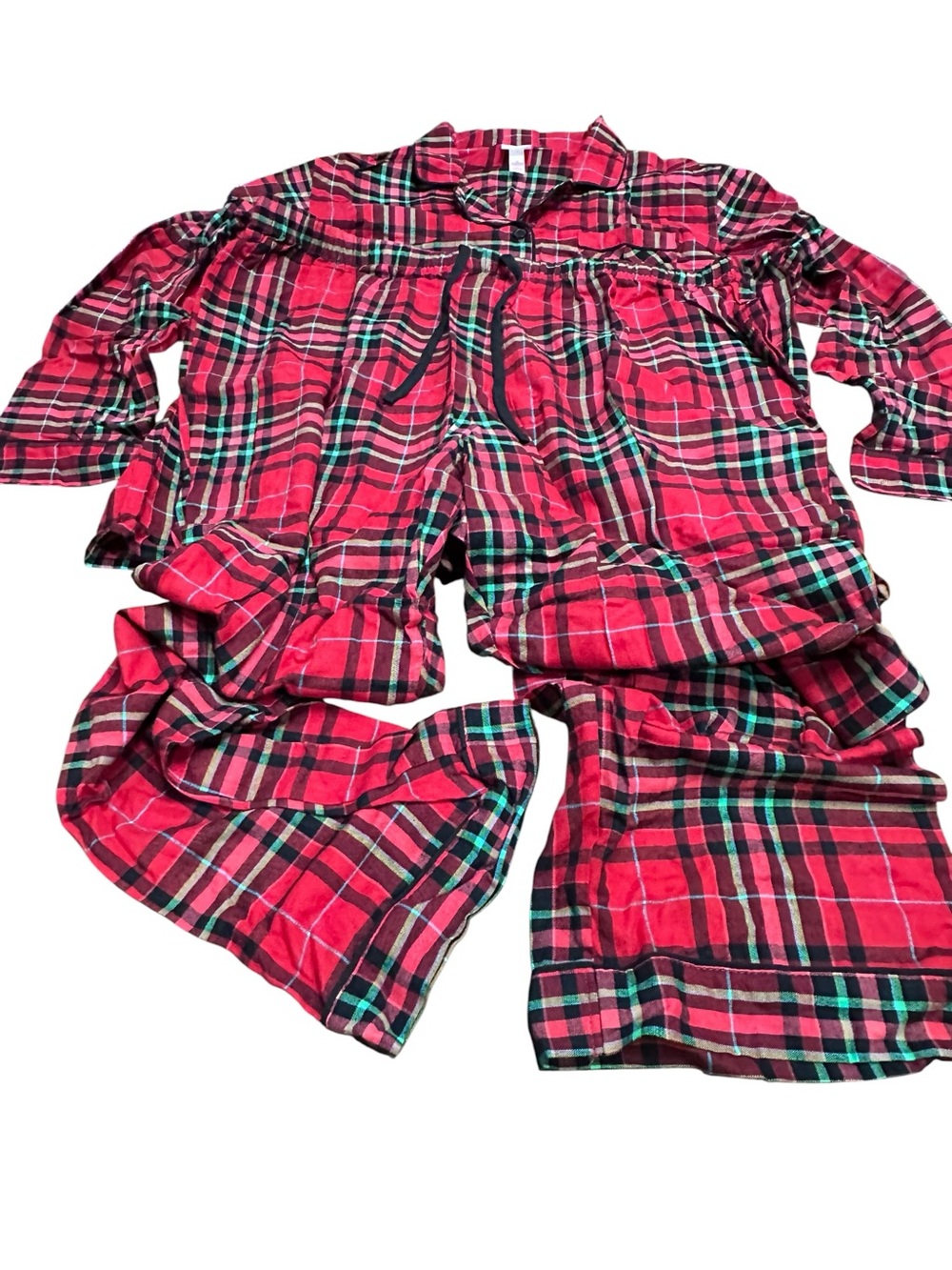 Wondershop Women's 1X Family Sleep 2 Pc Red Green Black Tartan Plaid - Picture 7 of 15